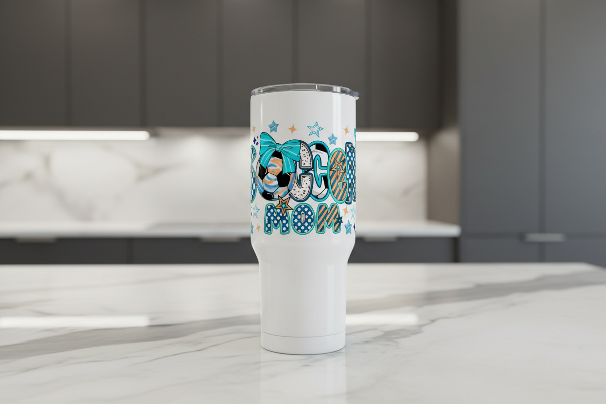 Blue Soccer Mom - UVDTF Wrap for cups/hard surfaces sticker