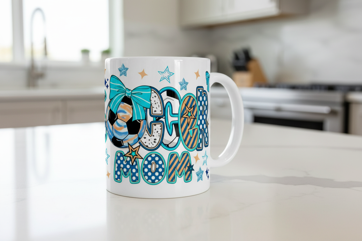Blue Soccer Mom - UVDTF Wrap for cups/hard surfaces sticker