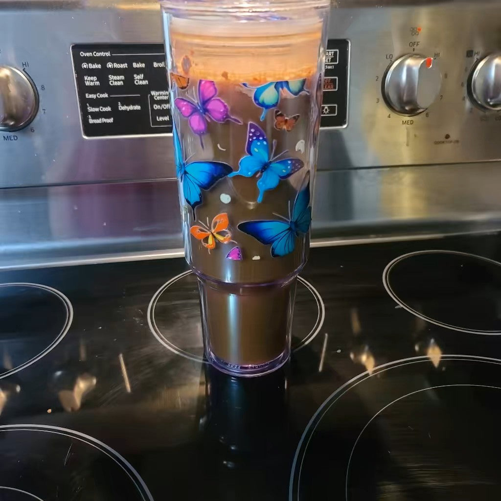 Envoltura UVDTF con mariposas brillantes