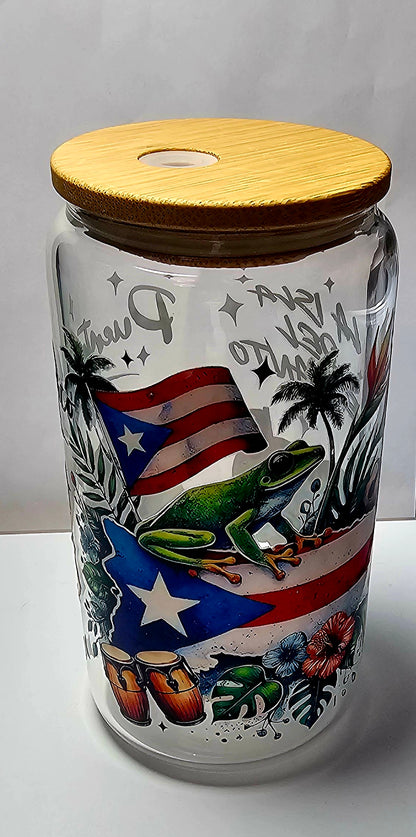 Ready to Ship - 16 oz Glass Cup with Plastic Straw - Premade cup