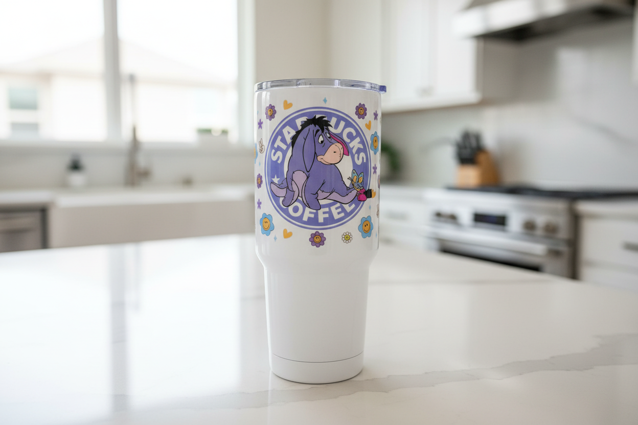 Eeyore Starbucks - UVDTF wrap for cups/hard surfaces sticker