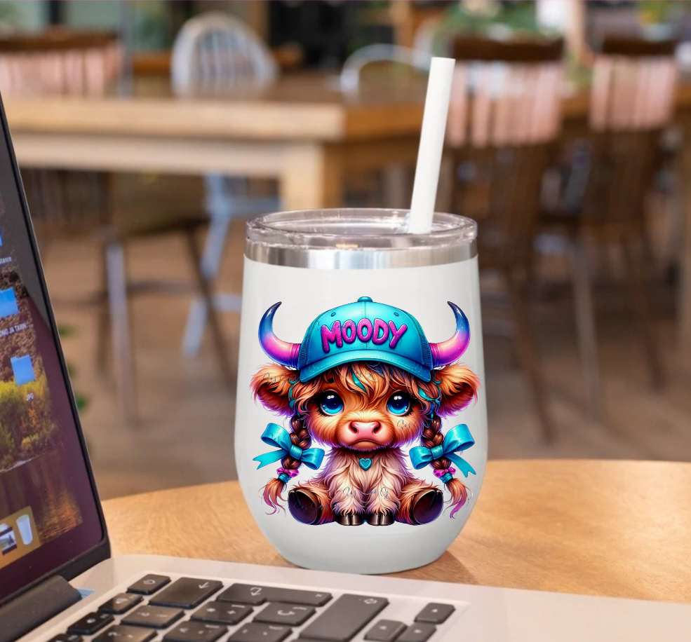 Moody Cow Teal Hat - UVDTF Decal for cups/hard surfaces sticker