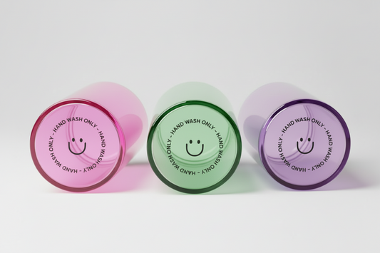 Calcomanía UVDTF para el cuidado de vasos con cara sonriente