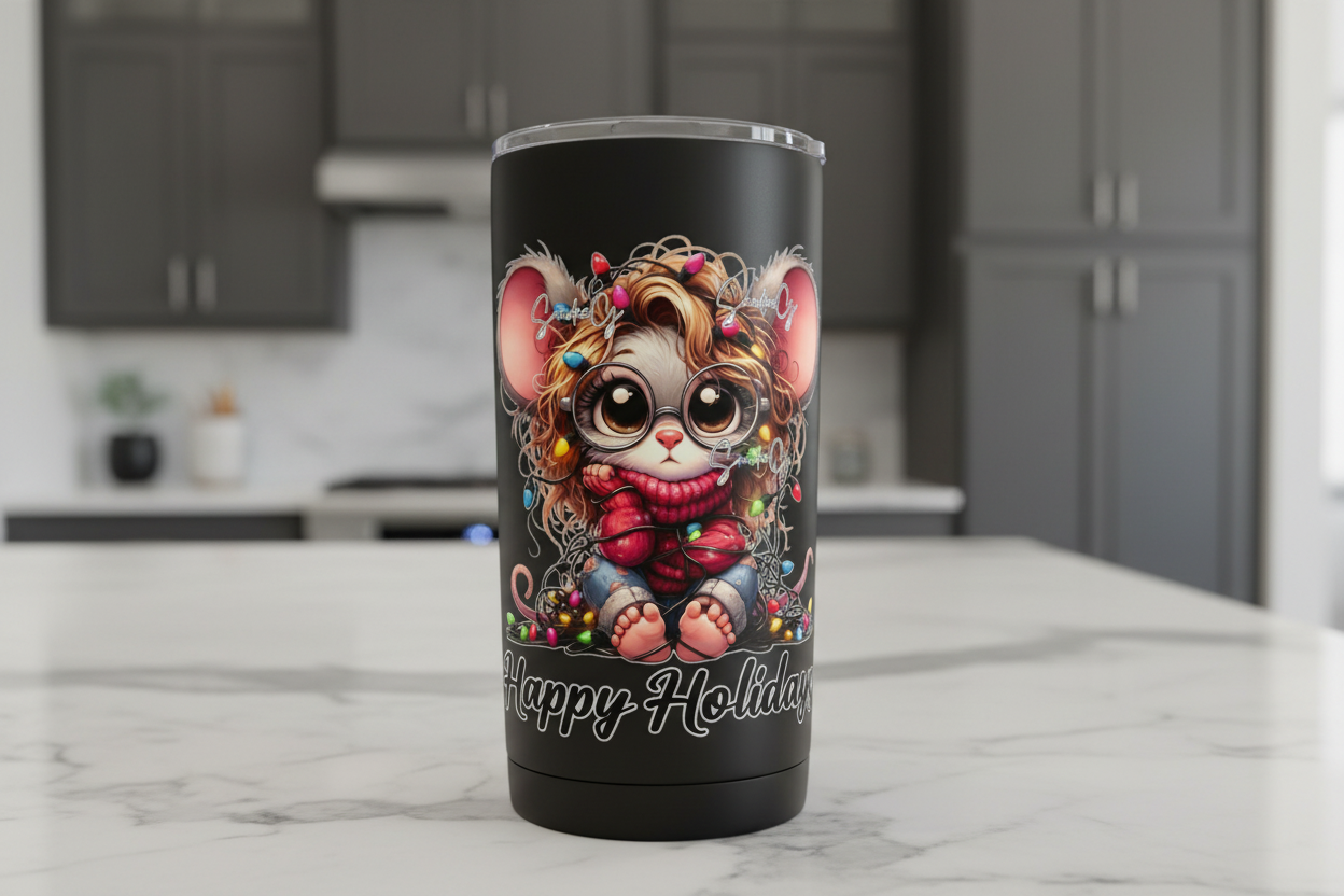 Happy Holidays Mouse  - UVDTF Decal for cups/hard surfaces sticker