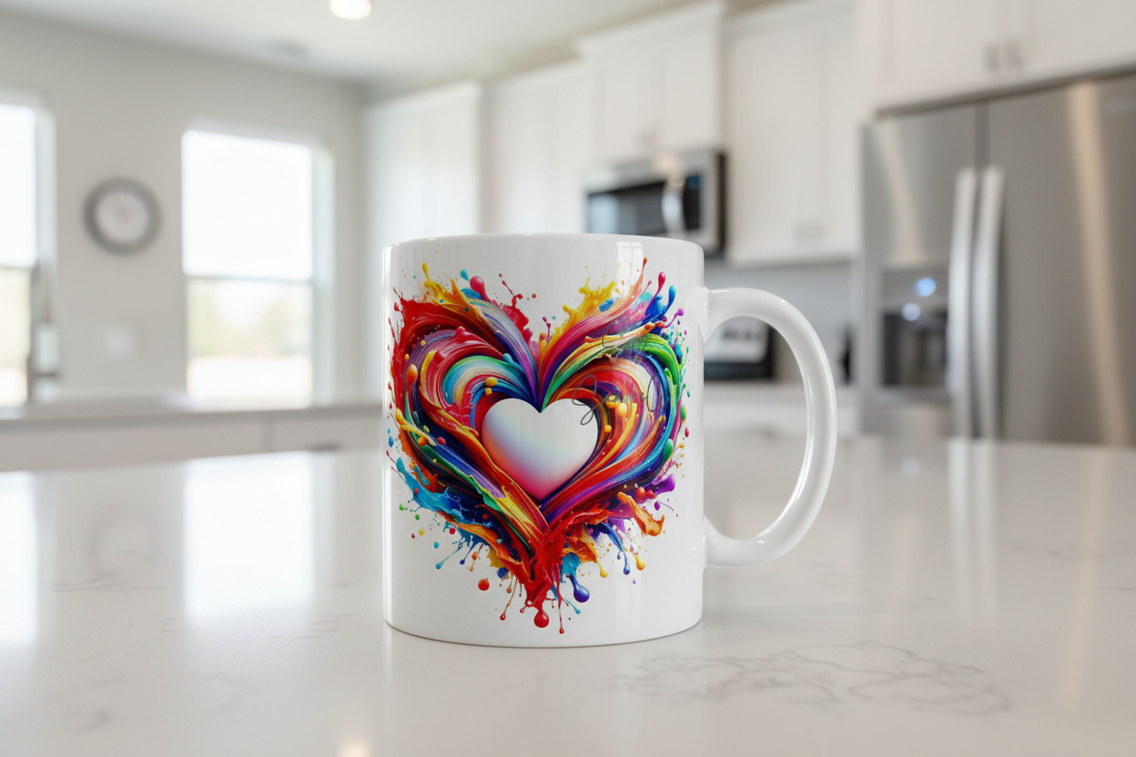 White Centered Heart - UVDTF Decal for cups/hard surfaces sticker