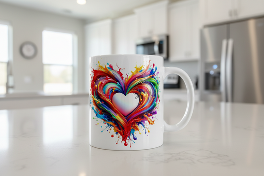White Centered Heart - UVDTF Decal for cups/hard surfaces sticker