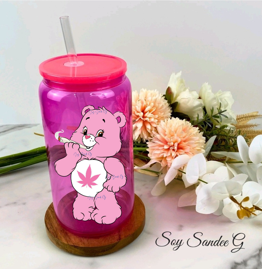 Pink Lit Care Bear - UVDTF Decal for cups/hard surfaces sticker
