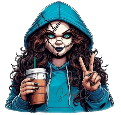 Blue Hoodie Chucky Girl - UVDTF Decal for cups/hard surfaces sticker