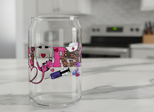 Pink Nurse Leopard - UVDTF Wrap for cups/hard surfaces sticker