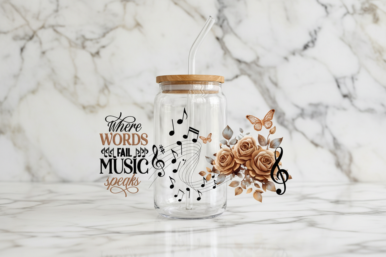 Where Words Fail Music Speaks - UVDTF wrap for cups/hard surfaces sticker