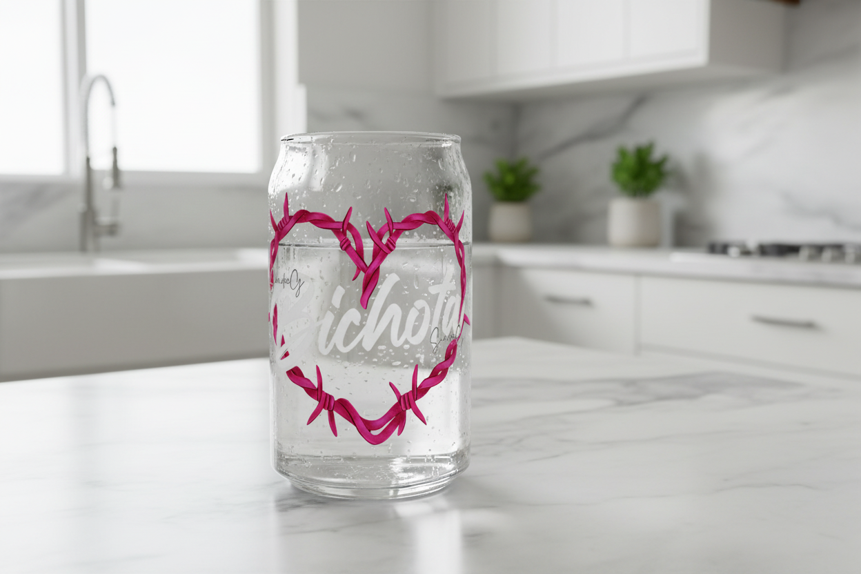 Bichota Heart Dark Pink - UVDTF Decal - Clear Background 4" for cups/hard surfaces sticker