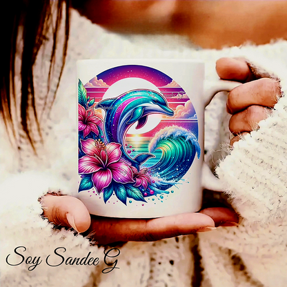 Dolphin Wave (Pink & Teal) - UVDTF Decal for cups/hard surfaces sticker