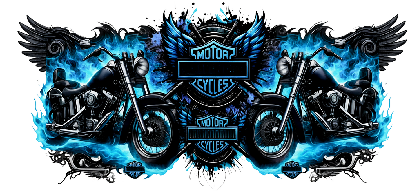 Blue Motorcycles - UVDTF Wrap for cups/hard surfaces sticker