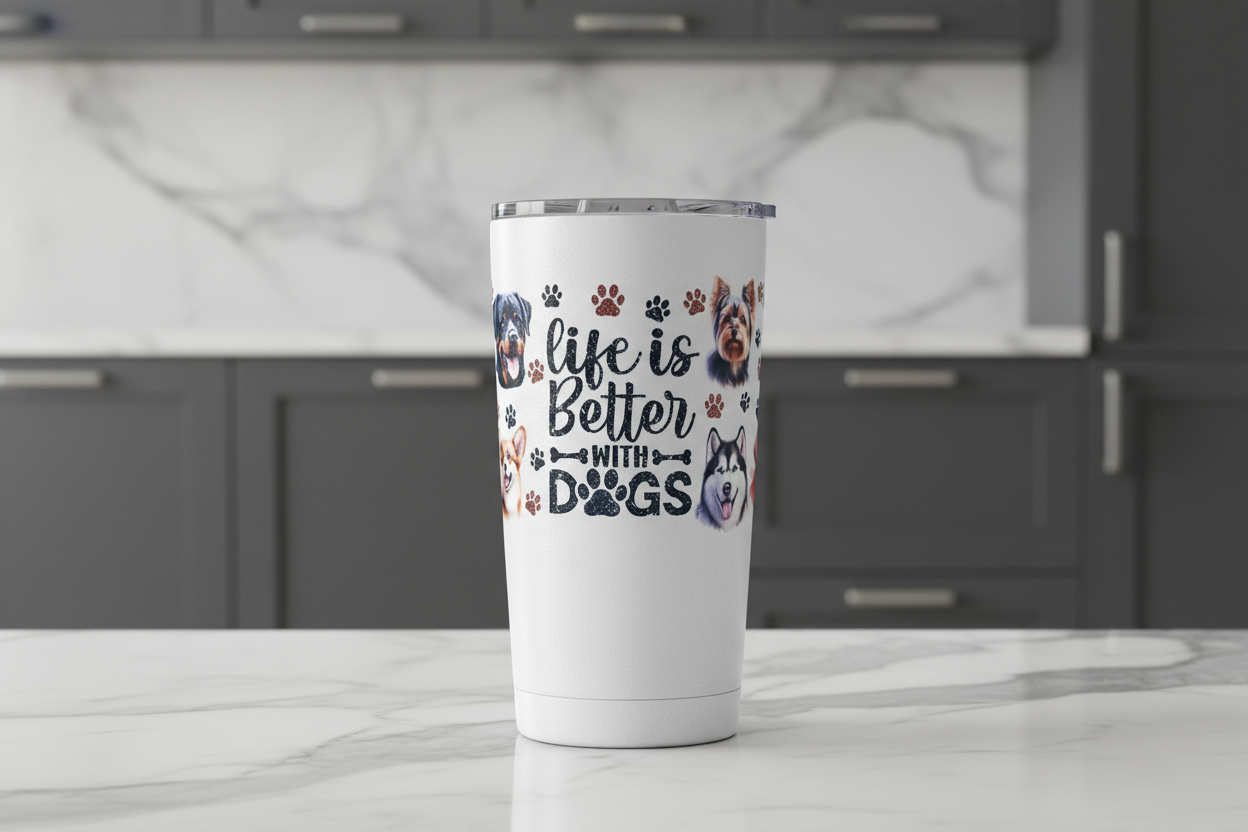 Life is Better with Dogs #7 - UVDTF Wrap for cups/hard surfaces sticker