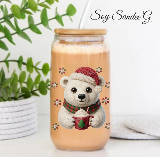 Embroidered Polar Bear - UVDTF Decal for cups/hard surfaces sticker