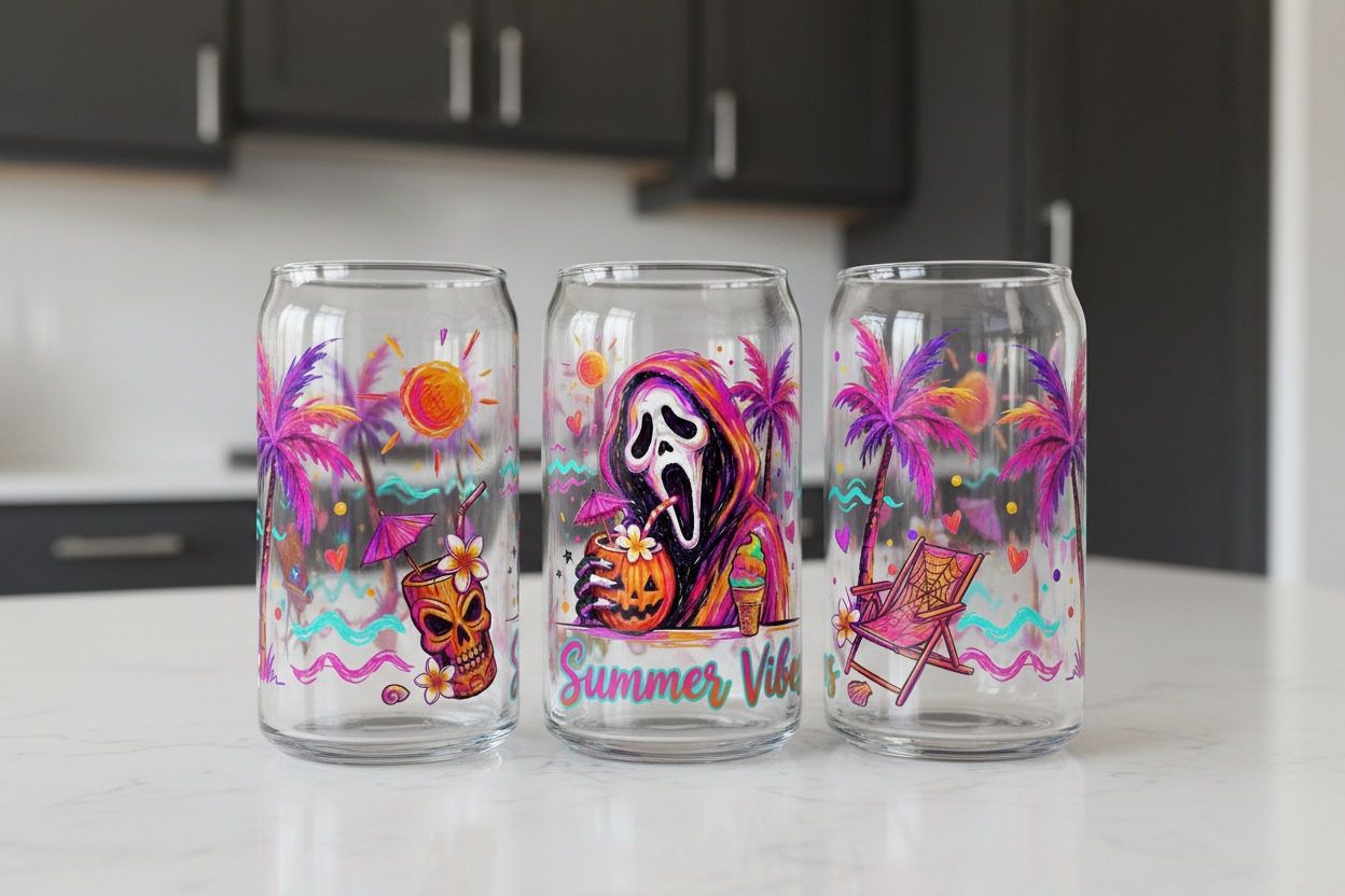 Summer Vibes Ghostface - UVDTF Wrap for cups/hard surfaces sticker