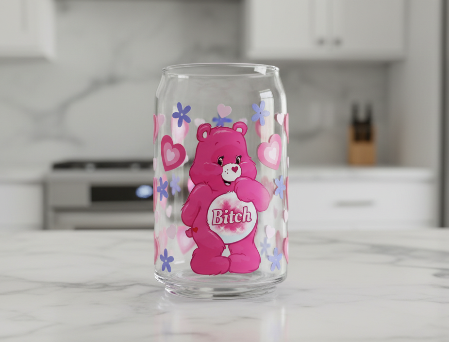 Envoltura UVDTF de oso travieso de perra