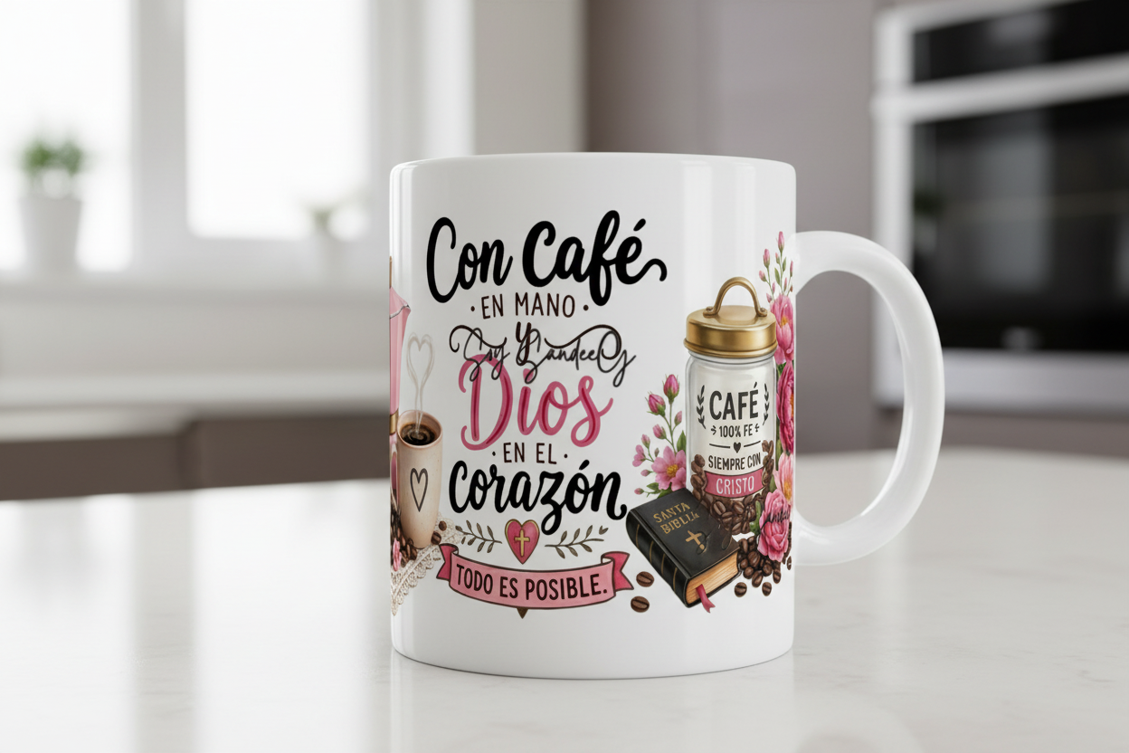 Con Café en Mano - UVDTF Wrap for cups/hard surfaces sticker