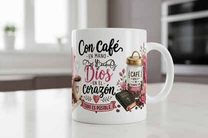 Con Café en Mano - UVDTF Wrap for cups/hard surfaces sticker