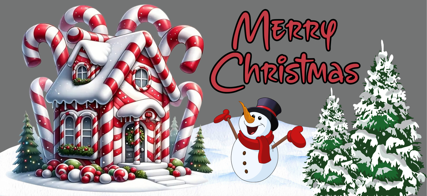 Merry Christmas Candy Cane House - UVDTF Wrap for cups/hard surfaces sticker