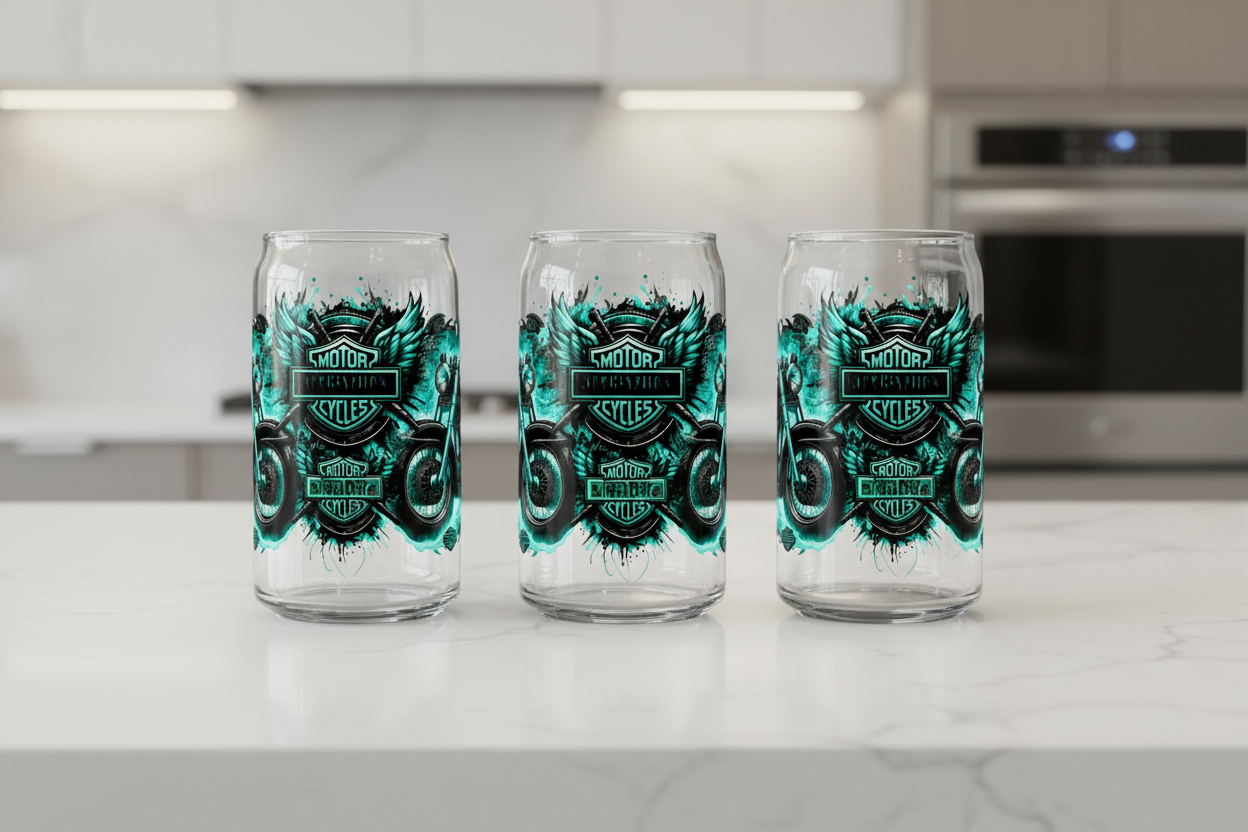 Teal Motorcycles - UVDTF Wrap for cups/hard surfaces sticker