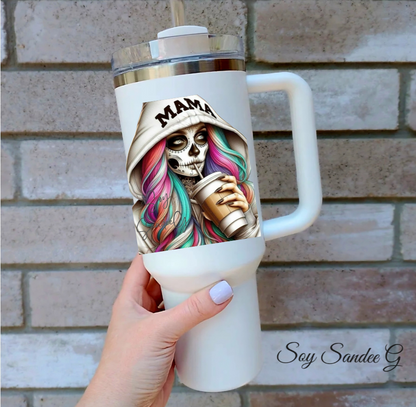 Beige Hoodie Mama Skully - UVDTF Decal for cups/hard surfaces sticker