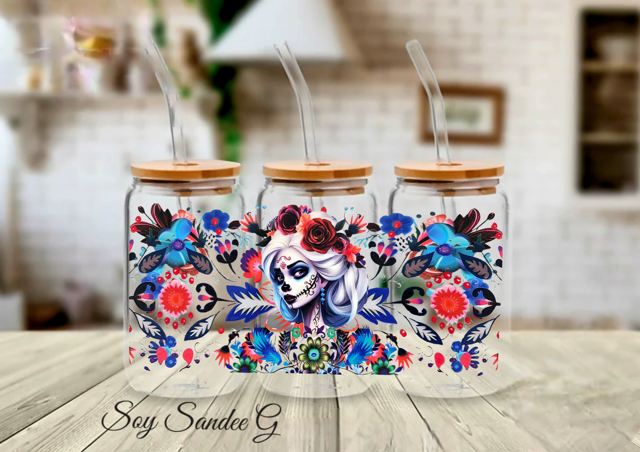 Envoltura UVDTF de Belleza Blanca del Día de los Muertos