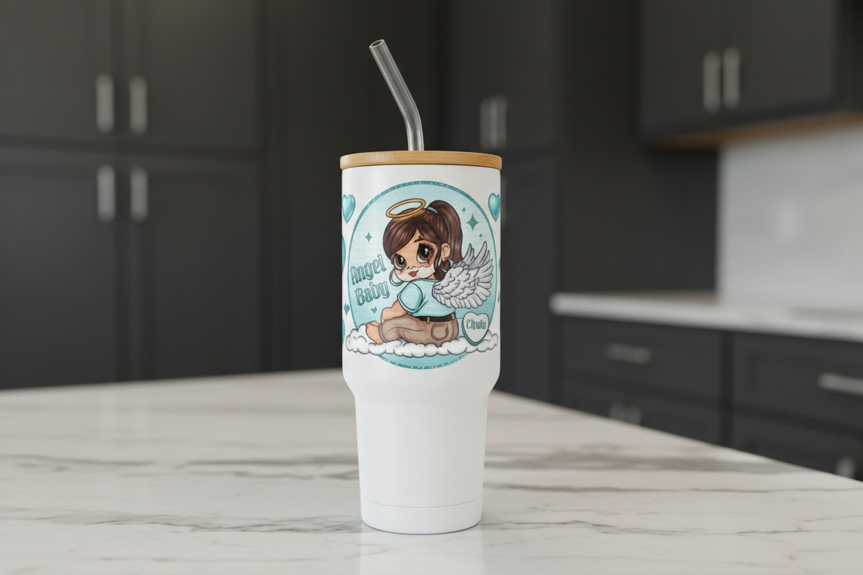 Angel Baby Teal - UVDTF Wrap for cups/hars surfaces sticker