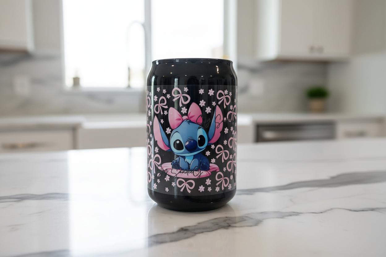 Pink Bows Baby Stitch - UVDTF Wrap for cups/hard surfaces sticker