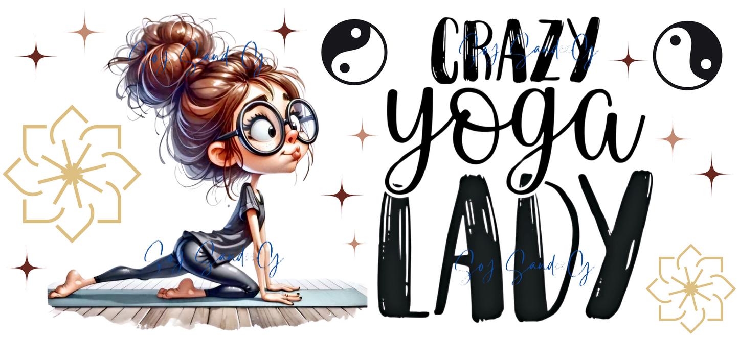 Crazy Yoga Lady - UVDTF Wrap for cups/hard surfaces sticker
