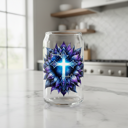 Blue Cross Sunflower - UVDTF Decal for cups/hard surfaces sticker