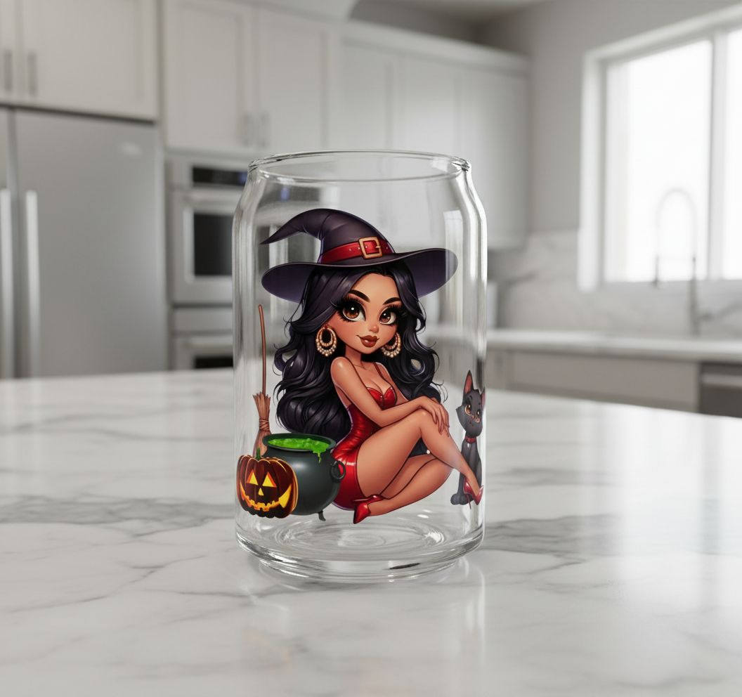 Bruja latina sexy - Calcomanía UVDTF roja