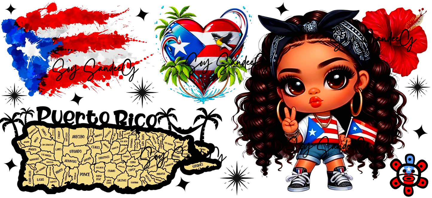Puerto Rican Cutie #2 - UVDTF wrap for cups/hard surfaces sticker