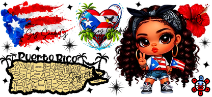 Puerto Rican Cutie #2 - UVDTF wrap for cups/hard surfaces sticker