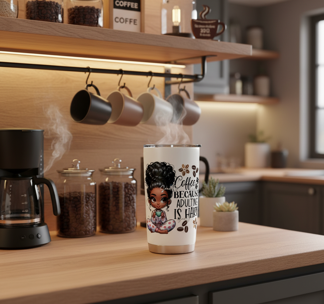 Coffee Because Adulting Is Hard - UVDTF Decal for cups/hard surfaces sticker