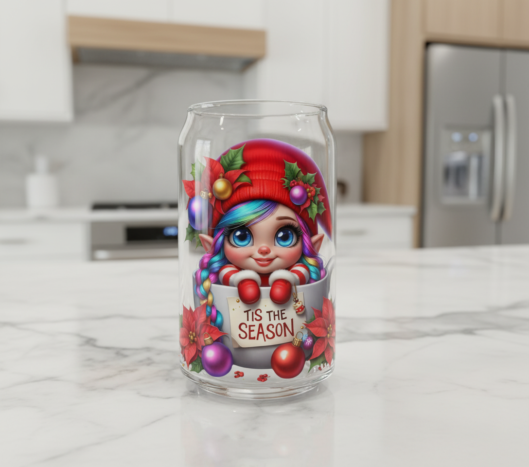 Elf in a Christmas Mug #2 - UVDTF Decal for cups/hard surfaces sticker