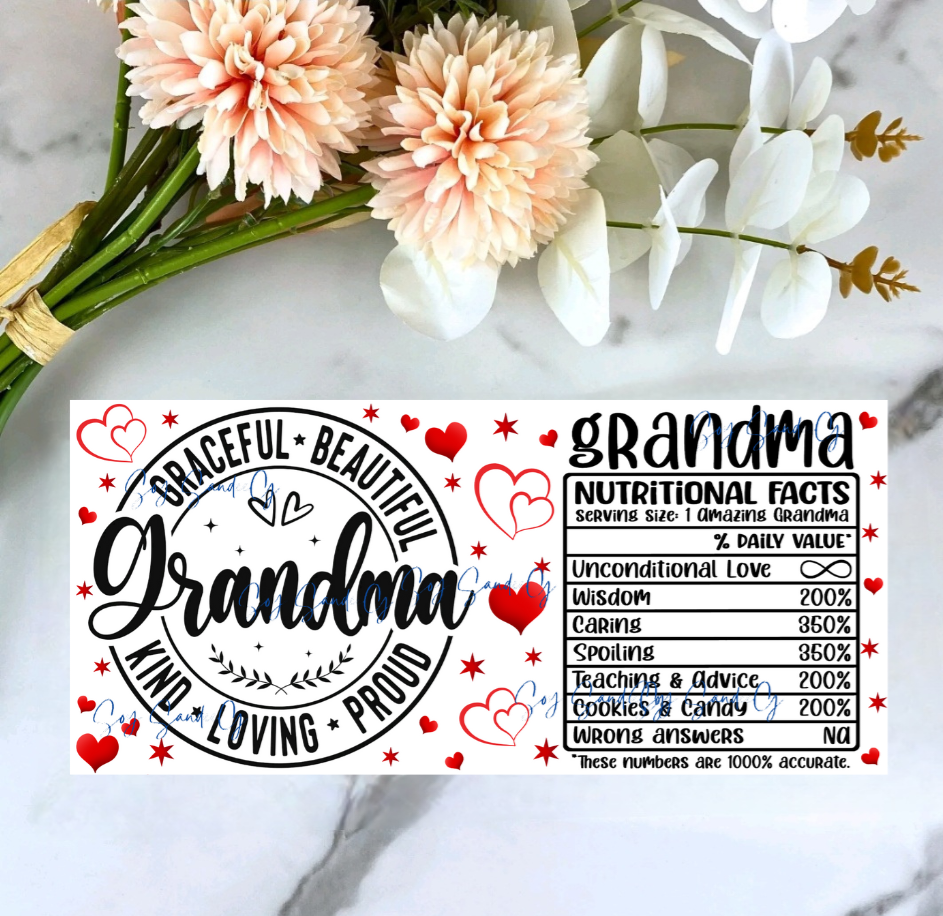 Grandma Nutritional Facts - UVDTF Wrap for cups/hard surfaces