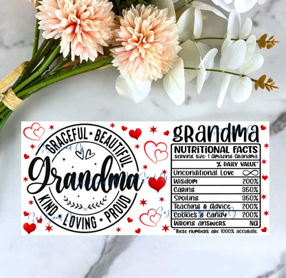 Grandma Nutritional Facts - UVDTF Wrap for cups/hard surfaces