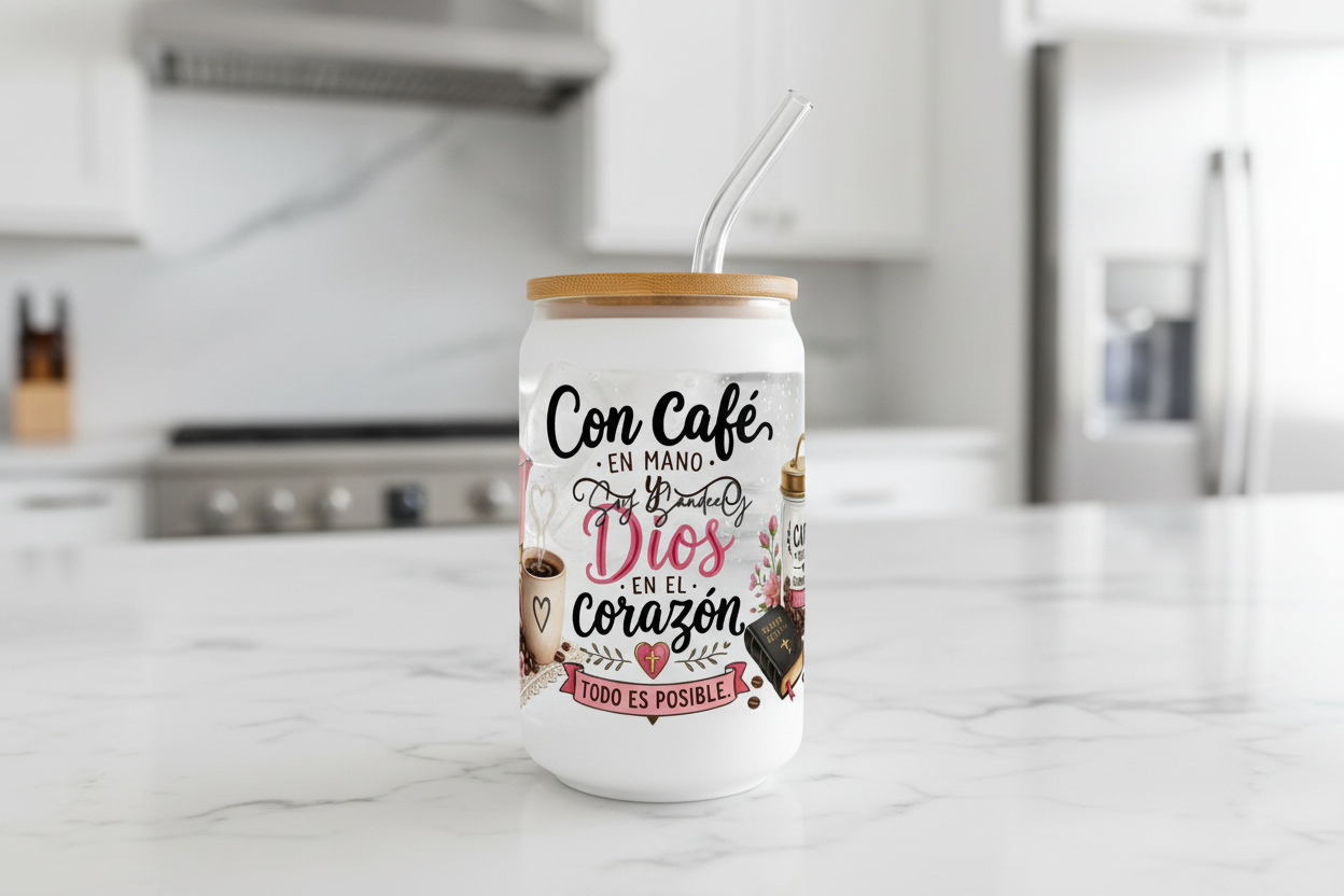 Con Café en Mano - UVDTF Wrap for cups/hard surfaces sticker