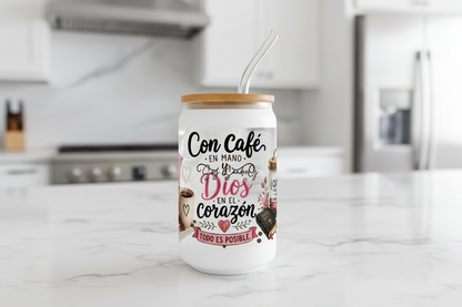 Con Café en Mano - UVDTF Wrap for cups/hard surfaces sticker