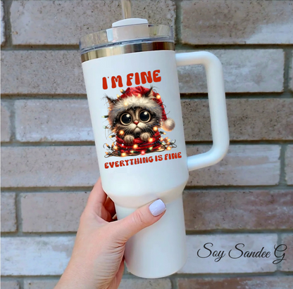 I'm Fine, Everything is Fine Cat - UVDTF Decal for cups/hard surfaces sticker