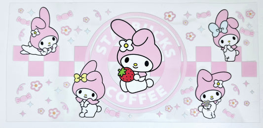 Envoltura UVDTF rosa de Starbucks de My Melody