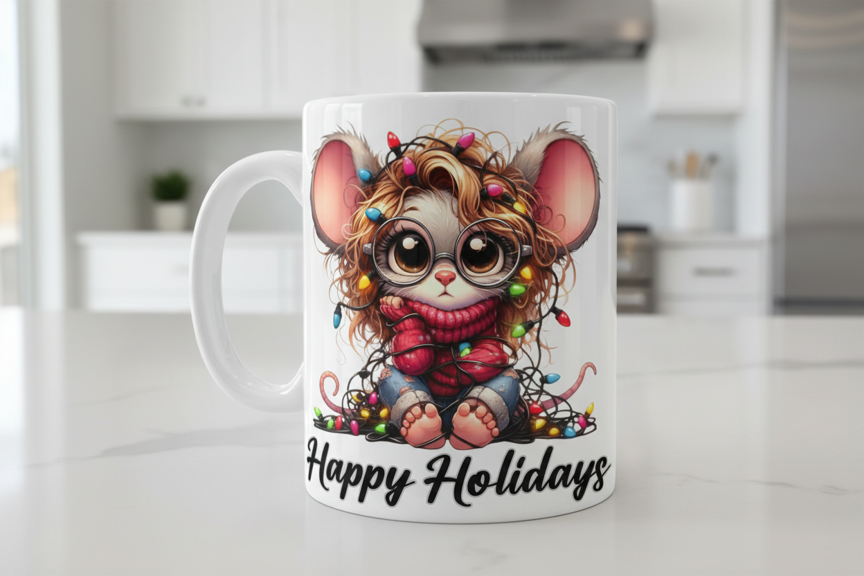 Happy Holidays Mouse  - UVDTF Decal for cups/hard surfaces sticker
