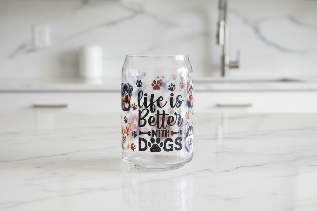 Life is Better with Dogs #7 - UVDTF Wrap for cups/hard surfaces sticker