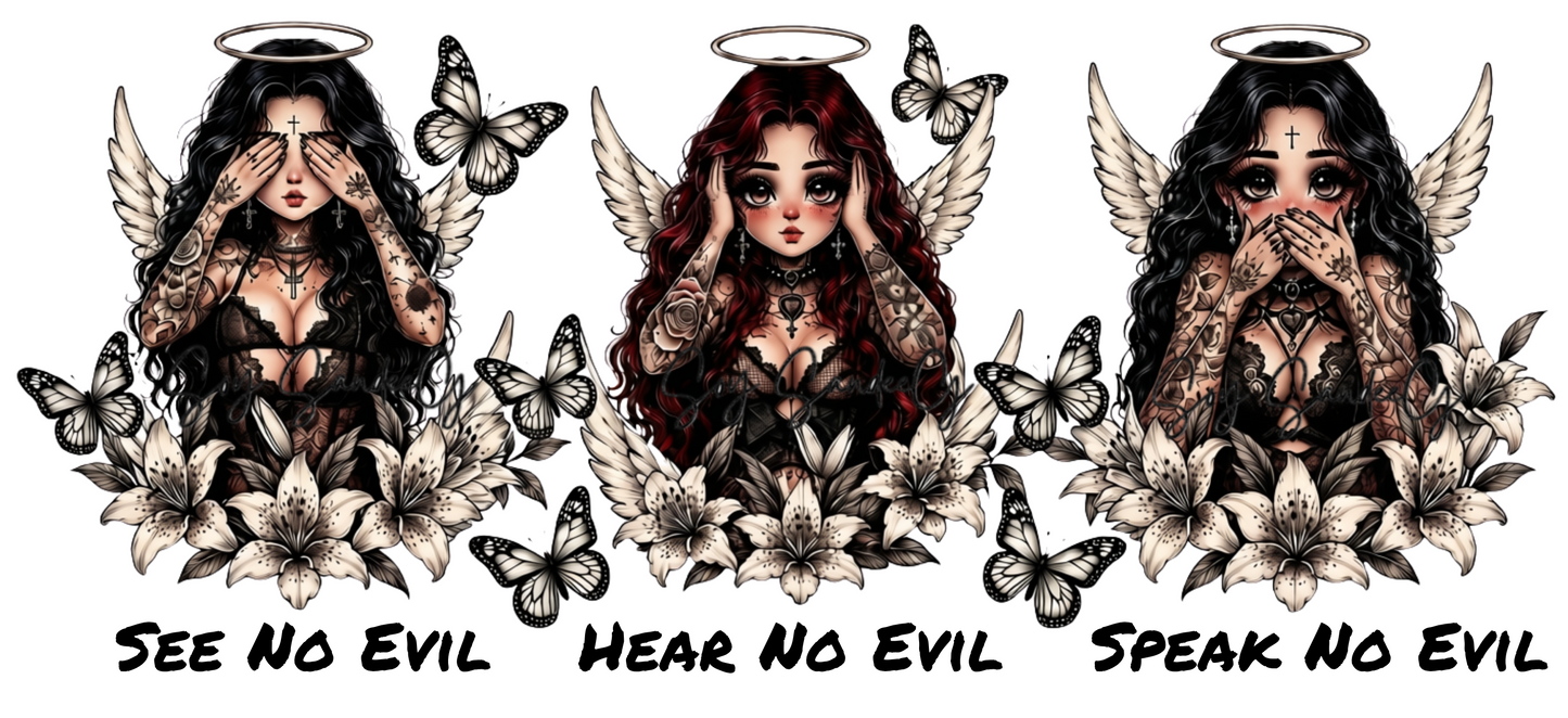 See, Hear, Speak No Evil - UVDTF Wrap for cups/hard surfaces sticker