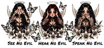 See, Hear, Speak No Evil - UVDTF Wrap for cups/hard surfaces sticker