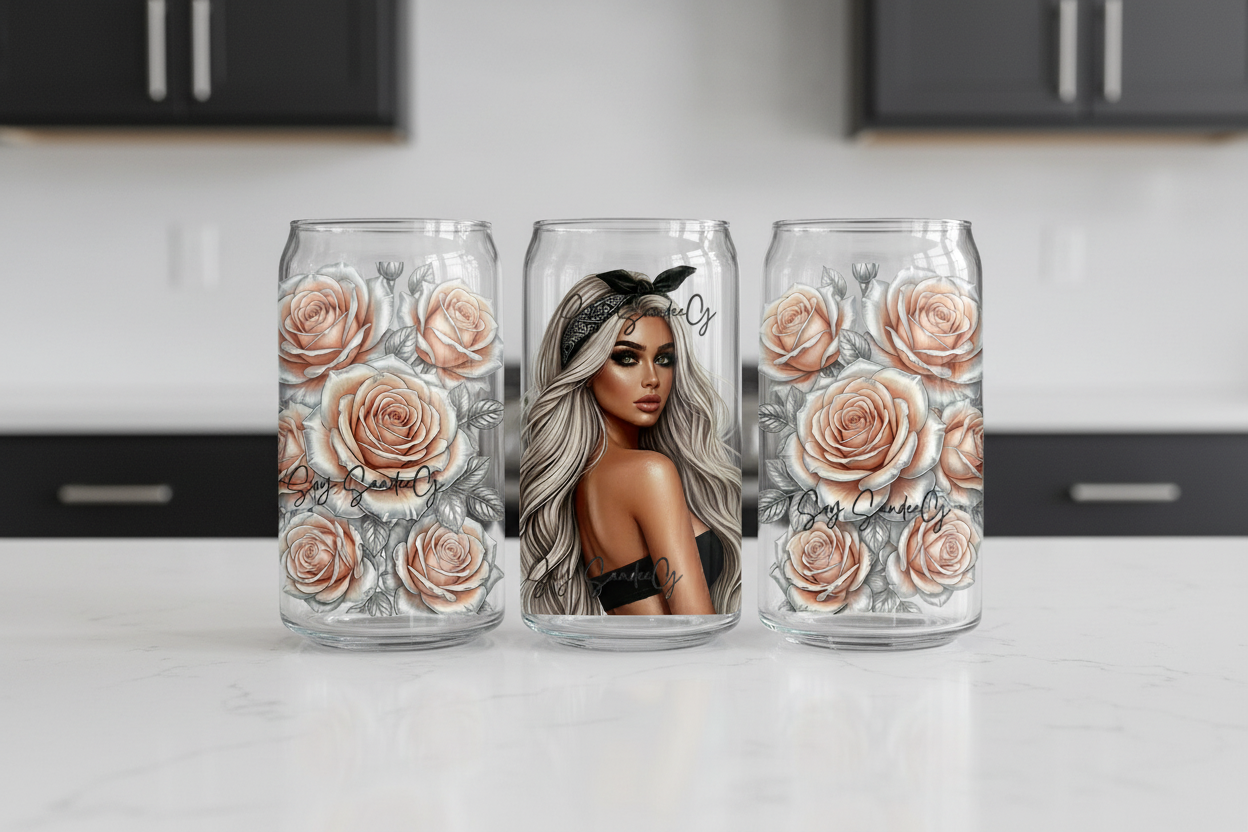 Peach Rose Diva - UVDTF Wrap for cups/hard surfaces sticker