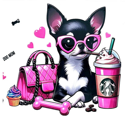 Boujee Chihuahua - UVDTF Wrap for cups/hard surfaces sticker