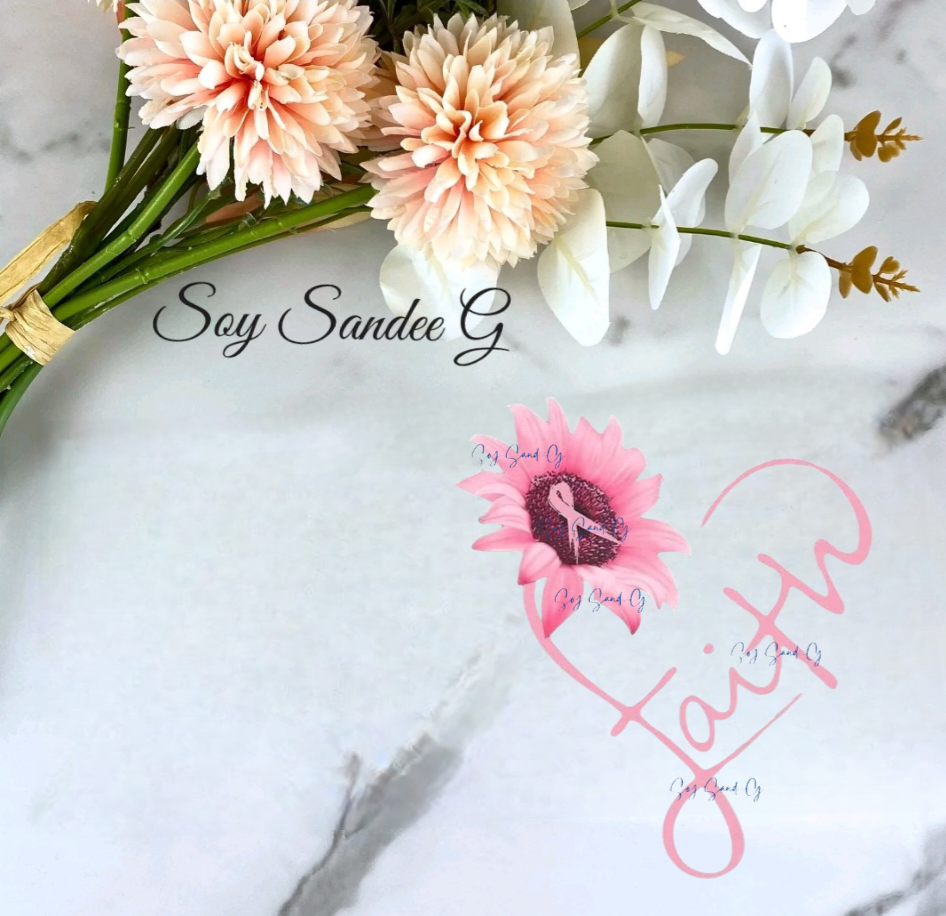 Calcomanía UVDTF de girasol con fe rosa