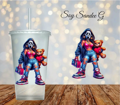 Masked Cutie with her Teddy Bear - UVDTF Decal for cups/hard surfaces sticker